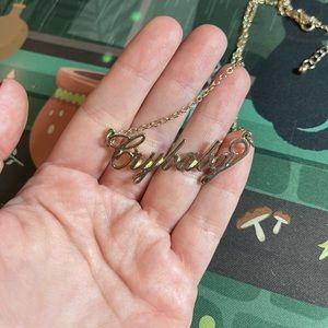 Cry baby name plate necklace